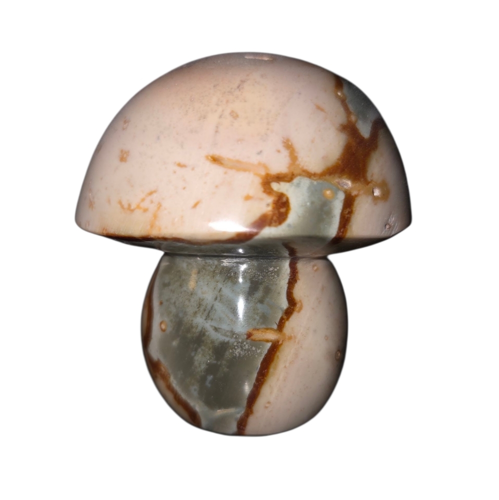 Chunky Grey Cream Ocean Jasper Mushroom Carving NEW